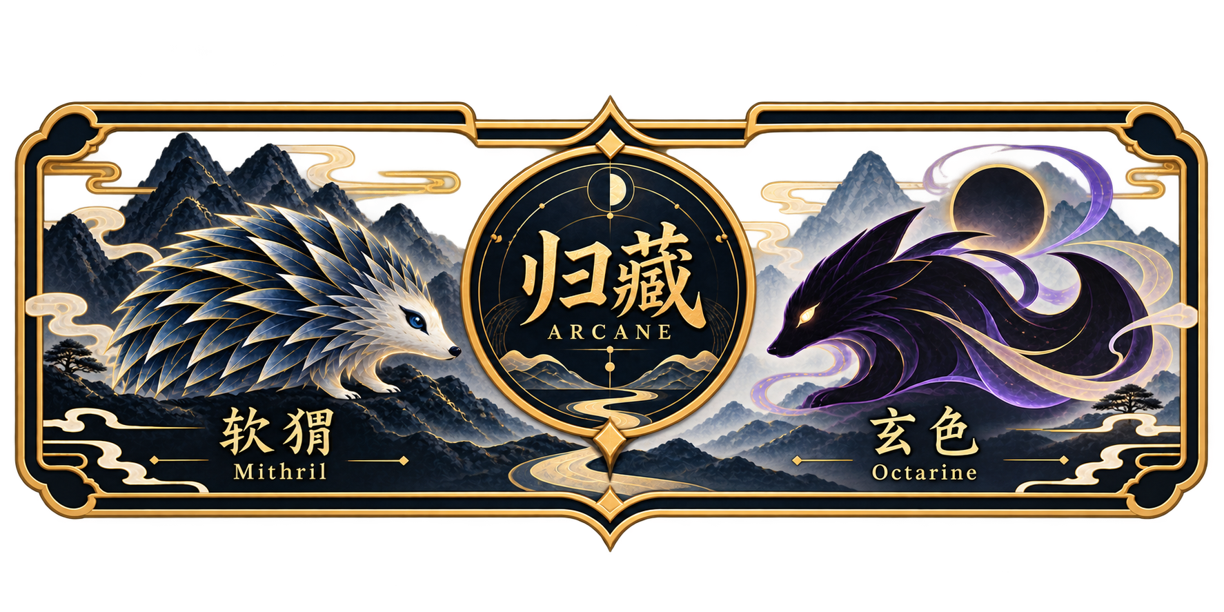 归藏 ARCANE 主视觉：软猬 Mithril 与玄色 Octarine